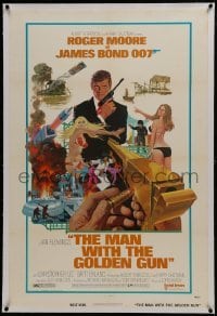 2s290 MAN WITH THE GOLDEN GUN linen West Hemi 1sh 1974 McGinnis art of Roger Moore as James Bond!