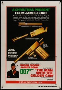 2s289 MAN WITH THE GOLDEN GUN linen teaser 1sh 1974 a Christmas present from James Bond, cool!