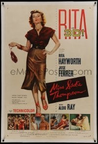 2s301 MISS SADIE THOMPSON linen 3D 1sh 1953 sexy smoking prostitute Rita Hayworth is on the prowl!