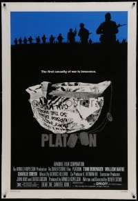 2s326 PLATOON linen 1sh 1986 Oliver Stone, Vietnam classic, the first casualty of war is Innocence!