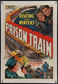2s330 PRISON TRAIN linen 1sh 1938 Fred Keating, art of car chasing train & cops fighitng convicts!