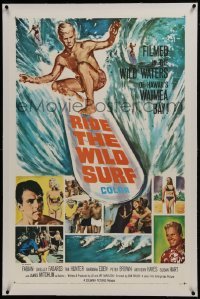 2s334 RIDE THE WILD SURF linen 1sh 1964 Fabian, ultimate poster for surfers to display on the wall!