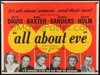 2t196 ALL ABOUT EVE British quad 1950 Bette Davis, Anne Baxter, Sanders, Merrill, Holm & Marlowe!