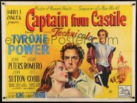 2t199 CAPTAIN FROM CASTILE British quad 1947 great stone litho of Tyrone Power & Jean Peters!