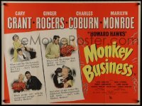 2t210 MONKEY BUSINESS British quad 1952 Cary Grant, Ginger Rogers, sexy Marilyn Monroe, different!