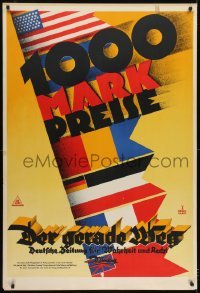 2t117 DER GERADE WEG German 33x48 1931 cool Engel Hardt flag art, newspaper saw danger of Nazis!