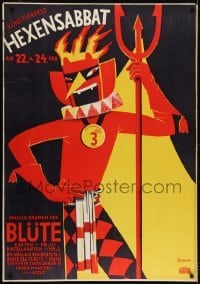 2t096 HEXENSABBAT German 33x48 1936 cool art of Devil with pitchfork by Roman Feldmeyer!
