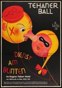2t136 TEHANER BALL costume ball German 33x47 1935 cool K. Leiss art of balloons with people faces!