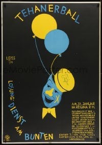 2t135 TEHANER BALL German 33x47 1934 K. Leiss art of balloons coming out from under man's hat!