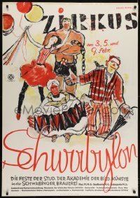 2t137 ZIRKUS SCHWABYLON German 33x47 1937 decadent degenerate Riedl art of circus performers!