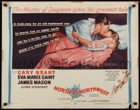 2t174 NORTH BY NORTHWEST style B 1/2sh 1959 Cary Grant kissing Saint in upper berth, Hitchcock!