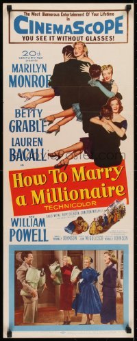 2t183 HOW TO MARRY A MILLIONAIRE insert 1953 sexy Marilyn Monroe, Betty Grable & Lauren Bacall!