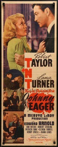 2t185 JOHNNY EAGER insert 1942 sexy Lana Turner & Robert Taylor are dynamite, film noir!