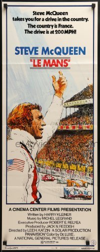 2t186 LE MANS insert 1971 classic Tom Jung artwork of race car driver Steve McQueen waving at fans!