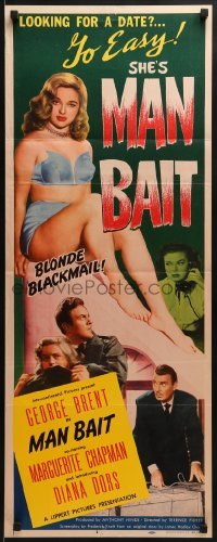 2t187 MAN BAIT insert 1952 best full-length image of bad girl Diana Dors in her underwear!