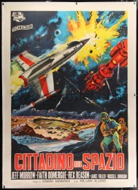 2t058 THIS ISLAND EARTH linen Italian 2p R1964 cool completely different sci-fi art by De Amicis!