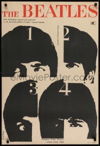 2t303 HARD DAY'S NIGHT Polish 23x34 1965 different Swierzy art of The Beatles, rock & roll classic!