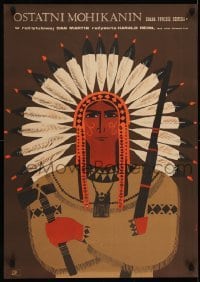 2t315 LAST TOMAHAWK Polish 23x32 1965 Der Letzte Mohikaner, cool Hibner art of Native American!