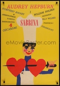 2t337 SABRINA Polish 23x33 1967 Billy Wilder, wacky different Zbikowski art of Audrey Hepburn!