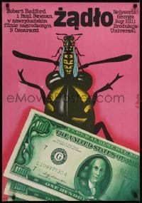 2t347 STING Polish 23x33 1975 cool completely different art of bees with cash by Elzbieta Procka!
