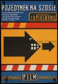 2t280 DUEL Polish 16x23 1975 Steven Spielberg, Dennis Weaver, different Mlodozeniec art, rare!