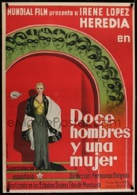 2t236 TWELVE MEN & A WOMAN Spanish 1934 art of pretty Irene Lopez Heredia & secret society!