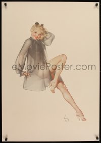 2t379 ALBERTO VARGAS #86/450 26x37 art print 1987 sexy pin-up art of blonde in sheer negligee!