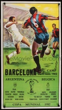 2t410 BARCELONA NOU CAMP 22x38 Spanish special poster 1982 Sauri art, World Cup football game!