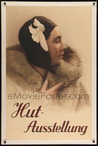 2t105 HUT AUSSTELLUNG 32x47 German museum/art exhibition 1930s sepia art of female hat model!