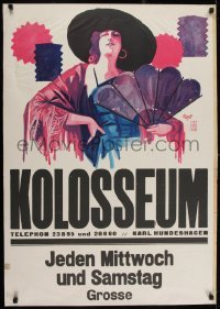 2t416 KOLOSSEUM 27x40 German stage play poster 1929 great Roth art of wealthy society woman!