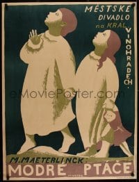 2t417 MODRE PTACE 30x39 Czech stage poster 1920s Alexandr Vladimir Hrska of children in awe!
