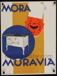 2t423 MORA MORAVIA 18x24 Czech advertising poster 1930s great KG art of chef smiling over oven!
