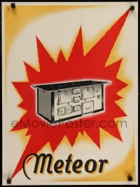 2t425 MORA MORAVIA red 18x24 Czech advertising poster 1930s great KG art of Meteor old stove!