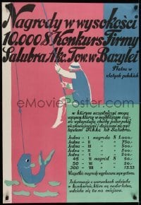 2t444 NAGRODY W WYSOKOSCI 10,000 25x36 Polish special poster 1930s cool Urech art of fisherman!