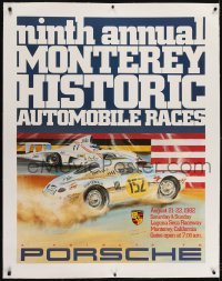 2t080 NINTH ANNUAL MONTEREY HISTORIC AUTOMOBILE RACES linen 30x40 special poster 1982 Porsche!