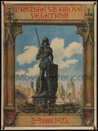 2t093 PRAZSKE VZORKOVE VELETRHY 32x44 Czech special poster 1923 Stapfer art of Knight Brunswik!