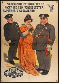 2t140 SUPERIEUR ET SUBALTERNE 39x55 special poster 1913 Harry Bedos art of woman & 2 cops flirting!