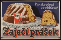 2t429 ZAJECI PRASEK 25x38 Czech advertising poster 1920s art of tasty Rabbit Powder bundt cake!