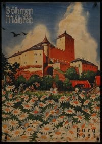 2t392 BOHMEN UND MAHREN 24x33 German travel poster 1940s Ladislav Horak art of Kost Castle, rare!