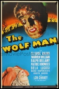 2t368 WOLF MAN S2 recreation 1sh 2000 artwork of Lon Chaney Jr. in the title role as the monster!