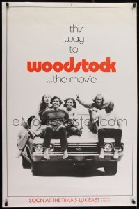 2t158 WOODSTOCK teaser 1sh 1970 great image of teens sitting on a 1969 Chevy Chevelle SS!