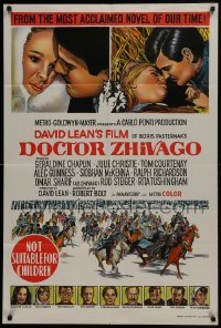 2w161 DOCTOR ZHIVAGO Aust 1sh 1966 art of Omar Sharif & Julie Christie, David Lean epic, rare!