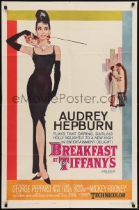 2w206 BREAKFAST AT TIFFANY'S 1sh 1961 most classic McGinnis art of sexy elegant Audrey Hepburn!