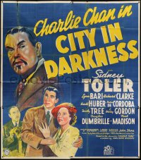 2w125 CHARLIE CHAN IN CITY IN DARKNESS English 6sh 1940 stone litho of Sidney Toler & cast, rare!