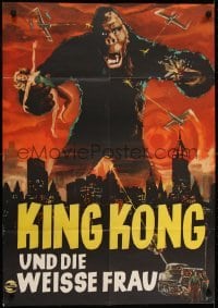 2w155 KING KONG German R1960 great art of the giant ape holding Fay Wray over New York skyline!
