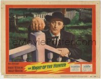 2w292 NIGHT OF THE HUNTER LC #3 1955 classic Robert Mitchum portrait showing his love & hate hands!