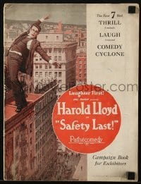 2w176 SAFETY LAST pressbook 1923 Harold Lloyd classic, great poster images & more, ultra rare!
