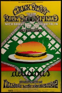 2w061 CHUCK BERRY/MIKE BLOOMFIELD/NICK GRAVENITES/MARK NAFTALIN/INITIAL SHOCK 14x21 music poster 1968