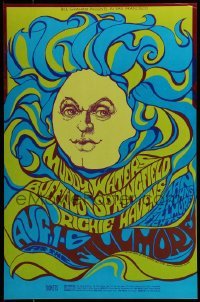 2w074 MUDDY WATERS/BUFFALO SPRINGFIELD/RICHIE HAVENS 1st printing B 14x22 music poster 1967 MacLean