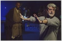 2x184 GEORGE LUCAS color 10x15 RE-STRIKE photo 2010s directing Samuel L. Jackson on Star Wars set!